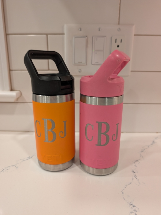 Yeti Other - Monogrammed CJB YETI Kids Bottles with Straw Lid - Pink and Orange